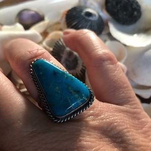 Dark turquoise silver ring sz 8